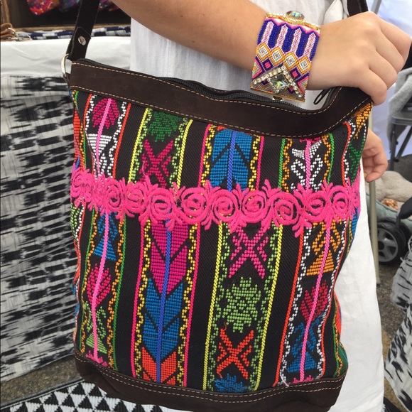 Slouchy huipil bucket bag